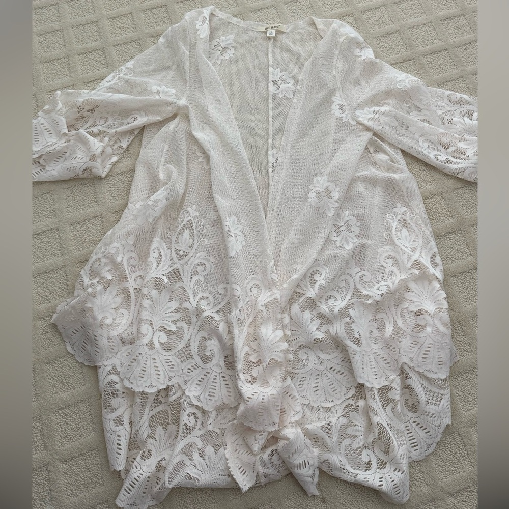 miami Sheer Open-Knit Cardigan in Ivory